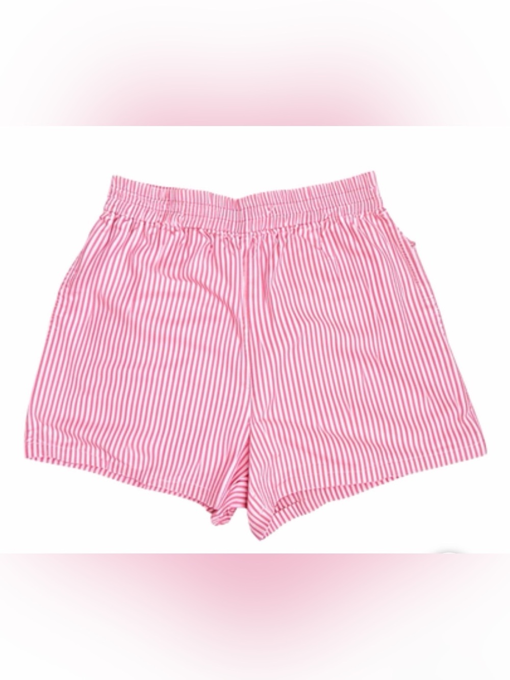 Ardene Pink & White Striped Elastic-Waist Athletic Shorts